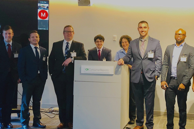 A group of cyberprofessionals at the Cybersecurity Risk Management program