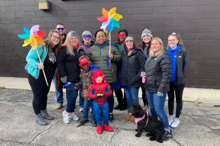 An image from the Superhero Walk event sponsored by Strengthening Indiana Families